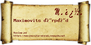 Maximovits Árpád névjegykártya